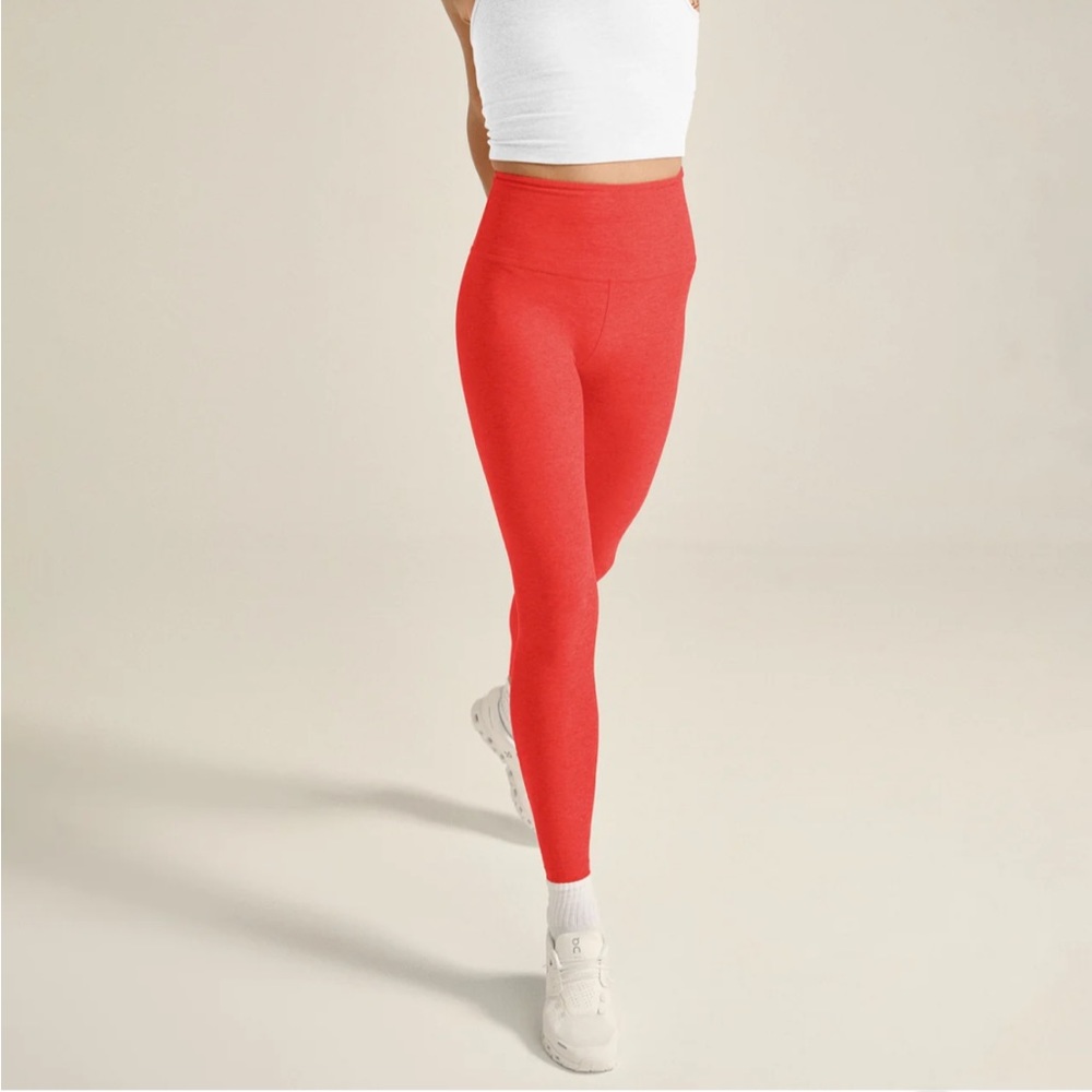 High-Waist Red Seamless Leggings - Women